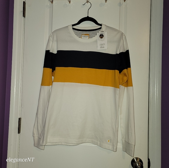 Denim and Flower Long Sleeve White Stripe Ricky Singh Shirt Men's Sz: S NWT - Picture 2 of 7